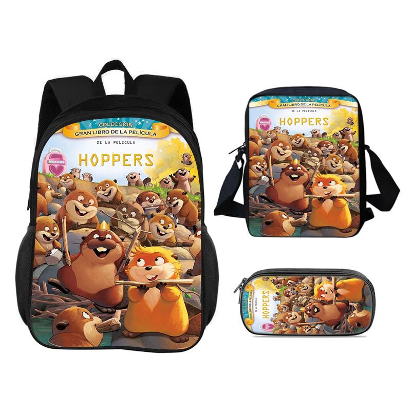 3-delige Set Rugzak Student School Schoudertas Etui Cartoon Film Hoppers Reizen Rugzak Kinder Verjaardagscadeau