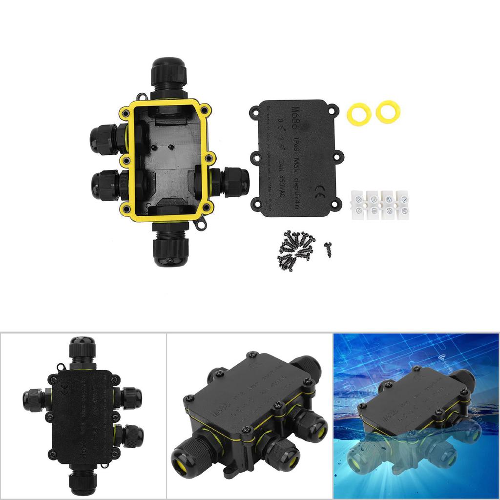 IP68 Plastic Junction Box 5m Underwater Connection Wiring Box T100 450VAC 24A UL94V‑2