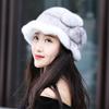 100% Mink Fur Bucket Hat Beanie For Girls Soft Thickened Furry Beret Ladies Hat Elegant Winter Outdoor Windproof Warm Hat