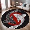 Koi Carp Round Carpet Samurai Ninja Pattern Yin Yang Design Floor Area Rug Modern Daily Home Decor Mat for Living Room Bedroom
