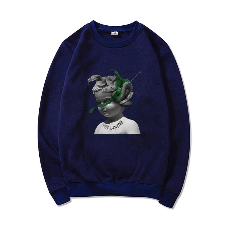 

Осень-зима Мужчины Женщины Тренд Круглый вырез свитер Gunna Drip Printed Casual Hip-hop Fashion Длинный рукав свитера Пуловеры и длинные рукава для женщин XXXL темно-синий
