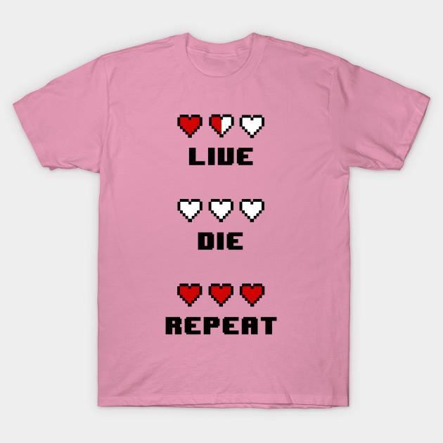 T-Shirt Damen Live. sterben. Wiederholter Harajuku Print Kawaii T-Shirt Sommer Kurzarm Damen T-Shirt Top Tee