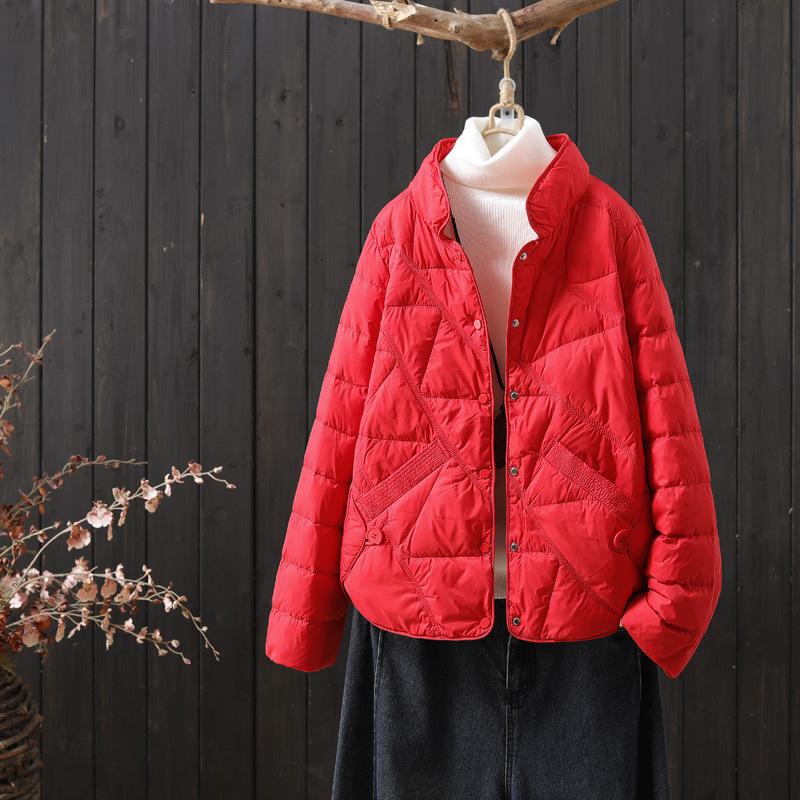 Down vest women's short winter new fashion lightweight stand-up collar literary retro warm outer wear vest tide