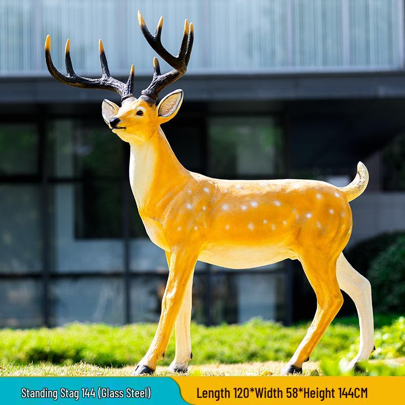 Luminous Fiberglass Sika Deer Sculpture for Garden Lawn Decoration