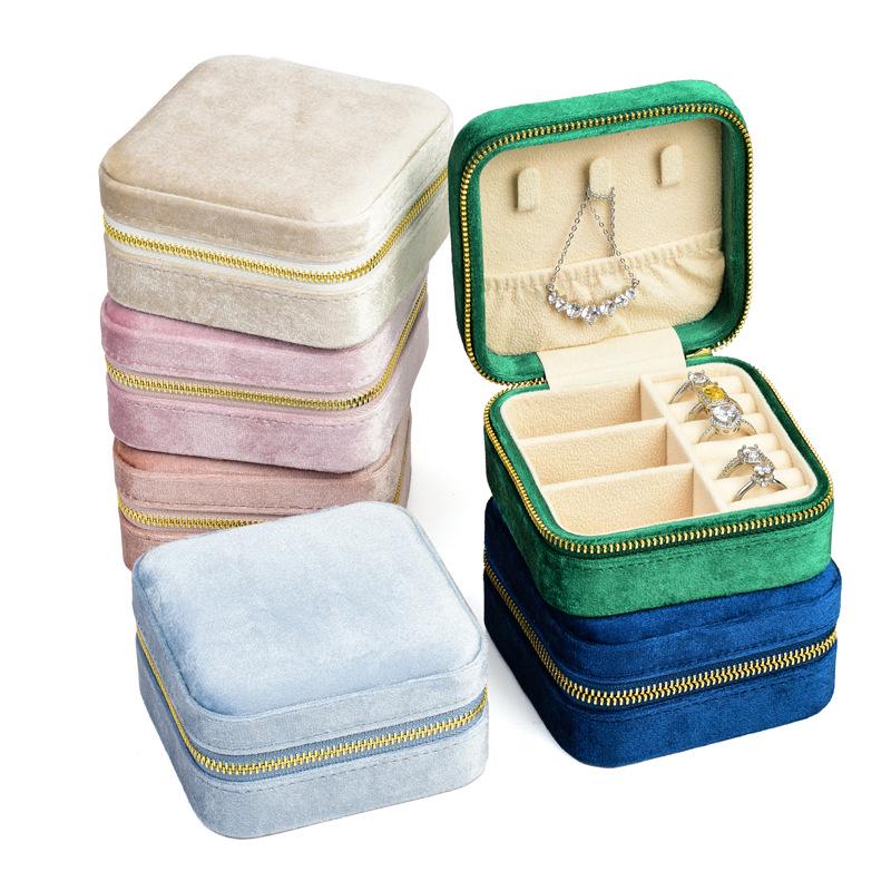 Velvet Travel Jewelry Box for Ear Studs, Necklaces, and Rings
