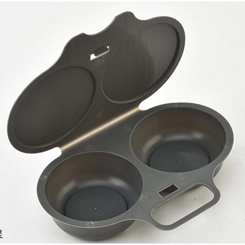 Microwave Dual Cavity Microwave Egg Poacher With Lid Handle Steamer Plastic Fryer Egg Boiler Egg Steaming Mold Kitchen Fried Egg 6