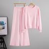 Fashion Autumn New Temperament Hot Diamond Loose Sweater Wide-leg Pants Knitted Two-piece Set for Women