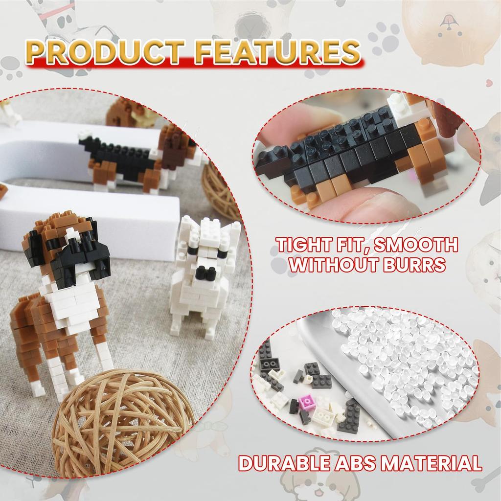 BOROLA 12 Pet Dog Building Blocks Set Educational Toys Realistic Animal Building Kits Best Toy Game for Birthday Gift