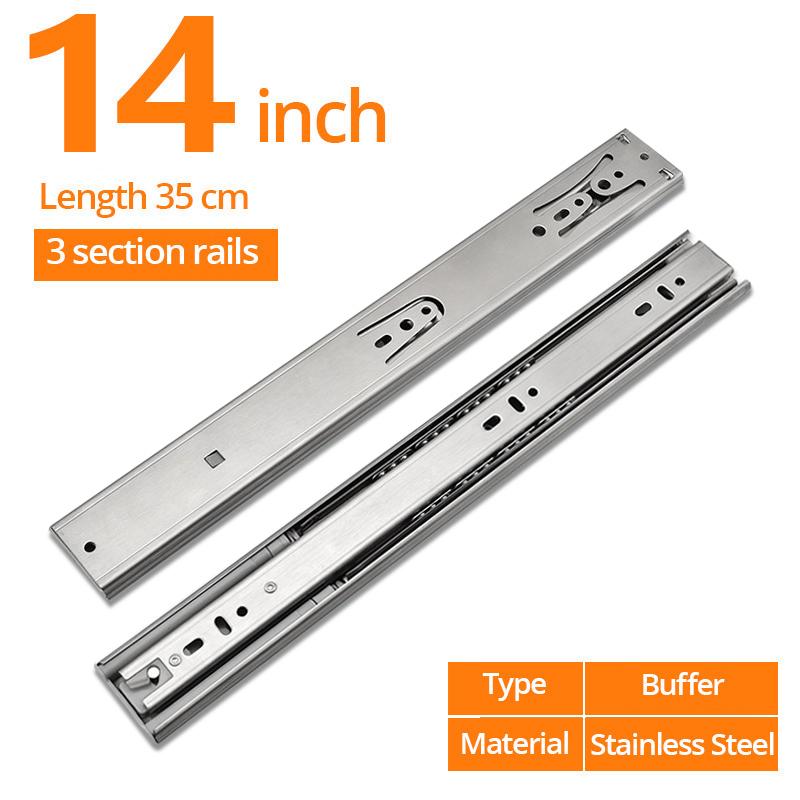 Stainless Steel Cabinet Slides Soft Close Three-Section Drawer Rails Drawer Slides Buffer Damper Rails Hardware