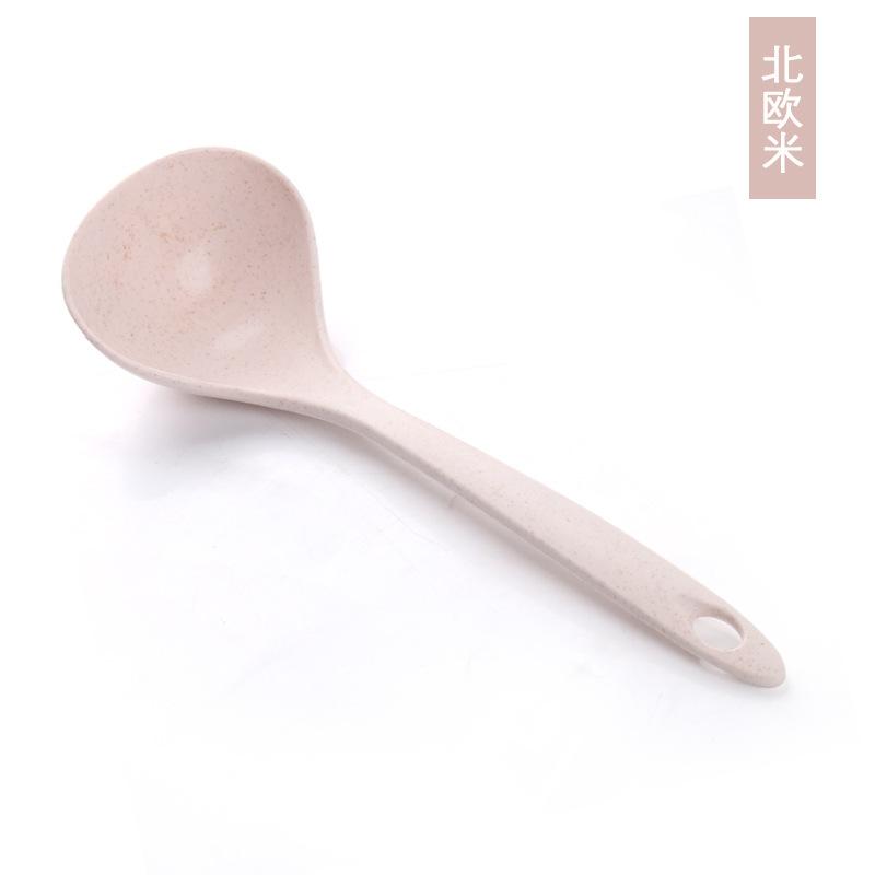 4 Colors Long Handle Soup Spoon 1pcs Dinner Scoops Wheat Straw Large Porridge Spoon Tableware Dinnerware Kitchen Cooking Tool