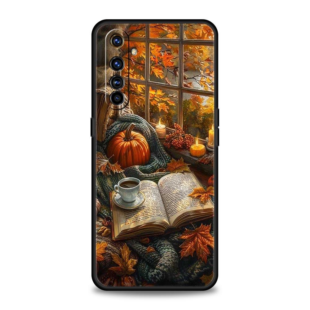 Pumpkin Autumn Leaves Coffee Case For Realme C67 C63 C55 C53 C35 C25 C21 GT 2 3 5 6 10 11 12 13 Pro Plus 5G Soft TPU Phone Cover