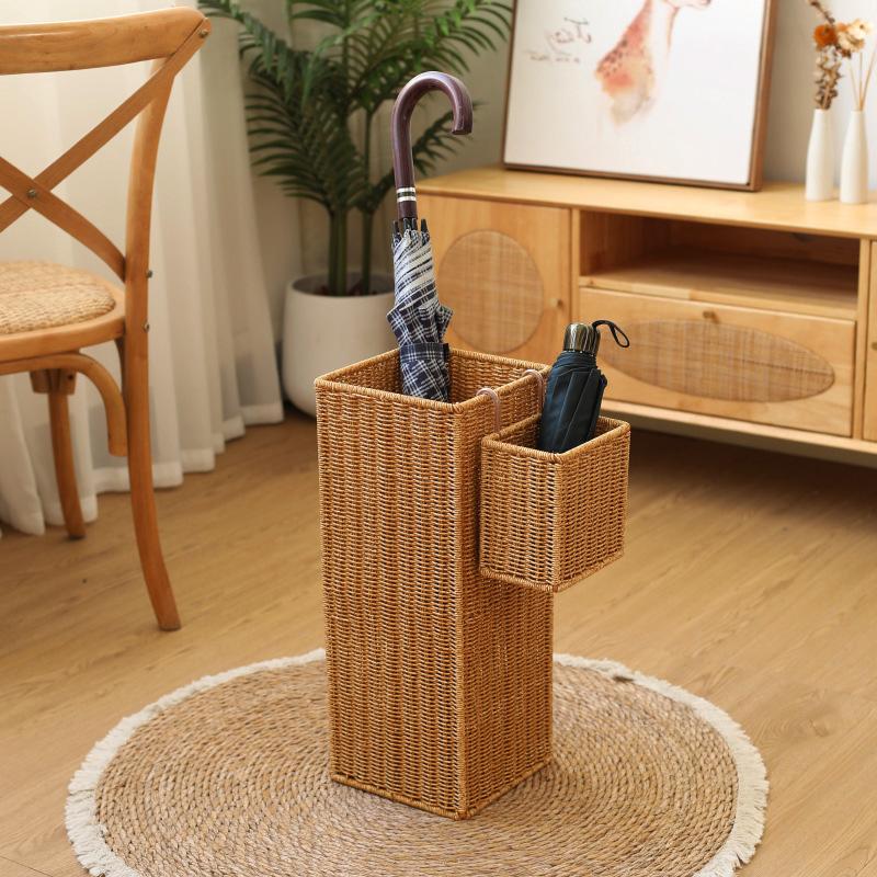 Umbrella Stand with Drip Tray, Small Square Rain Holder, Long Handle Umbrella Organizer, Home Hallway Storage Rack