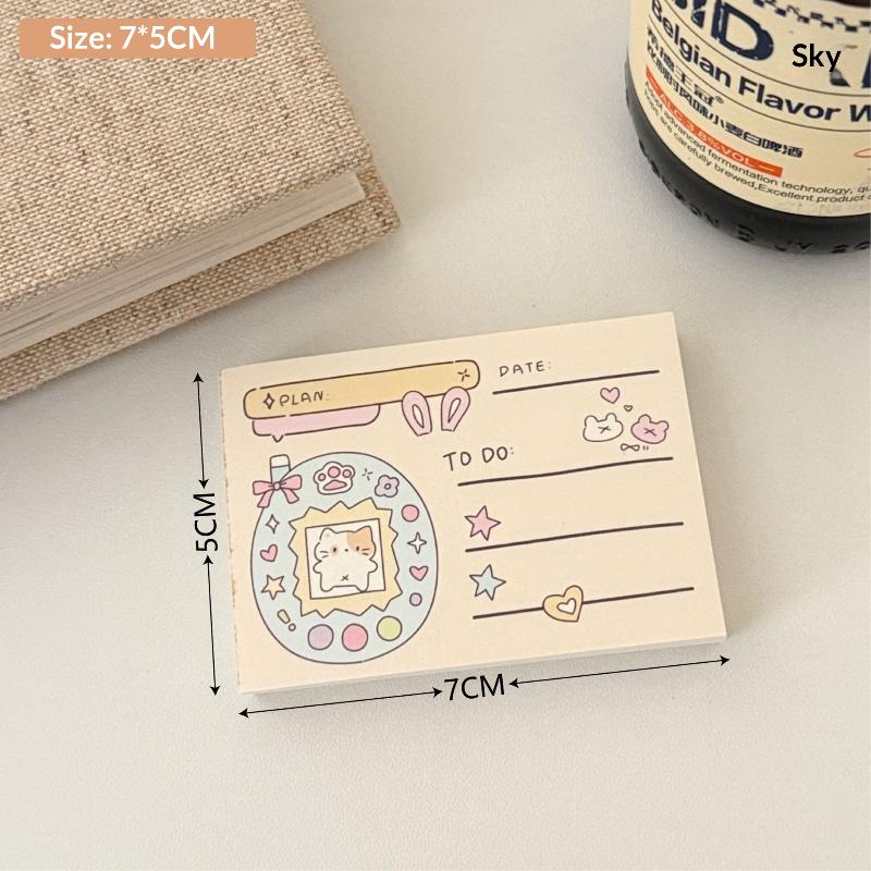 100Sheets/Book Cute Cartoon Non Adhesive Memo Book Ins Style Tearable Non Sticky Message Notebook Handwritten Notes Notepad