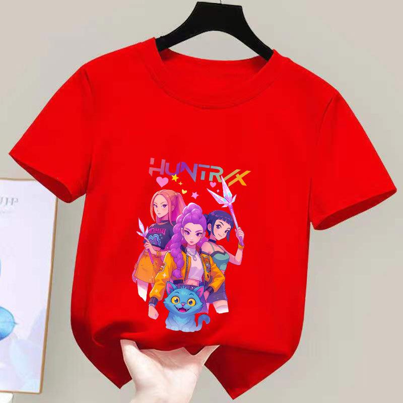 K-POP Demon Hunter Girl Group Unisex Cotton T-Shirt - Kids' Summer Short Sleeve Round Neck Top