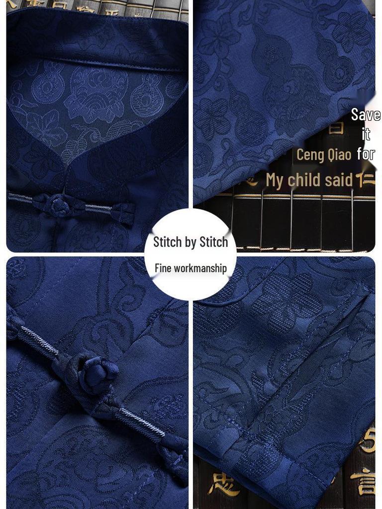 Dad's Summer Two-Piece Tang Suit: New 2026 Chinese Style Short-Sleeved Set for Middle-Aged and Elderly Men