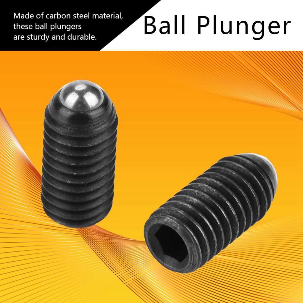 10pcs M8 Screw Thread Hex Socket Carbon Steel Spring Plungers Set (M8*12)