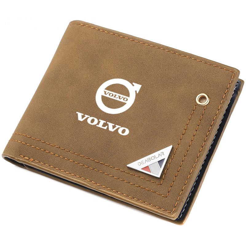 Frosted Leather Car Logos Wallet Coin Pocket Photo Card Men Purses For Volvo XC90 V90 V60 XC60 V40 S80 S60 S90 C40 XC40 V70 XC70