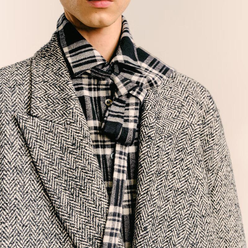 Suxie Men's 2024 Winter Peak Lapel Long Wool Blend Overcoat