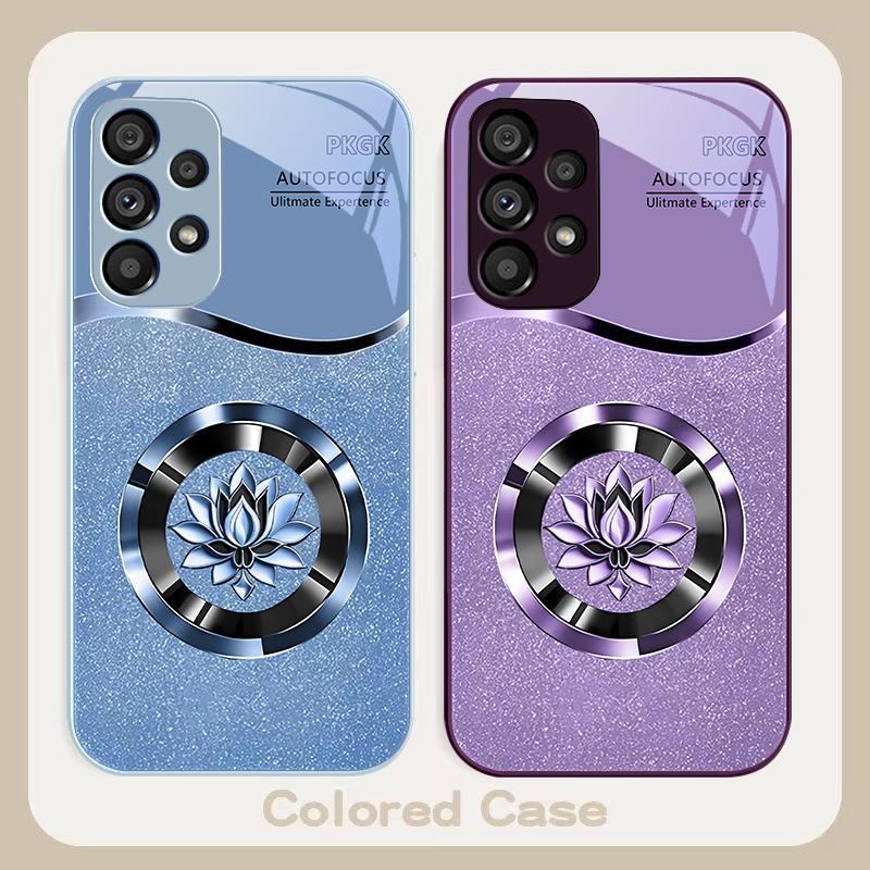 Gradient Golden Lotus For Samsung S8 S9 S10 S20 Ultra S21 Pro S22 Plus S23 FE S24 Ultra S25 Edge S25Ultra Glass Phone Case