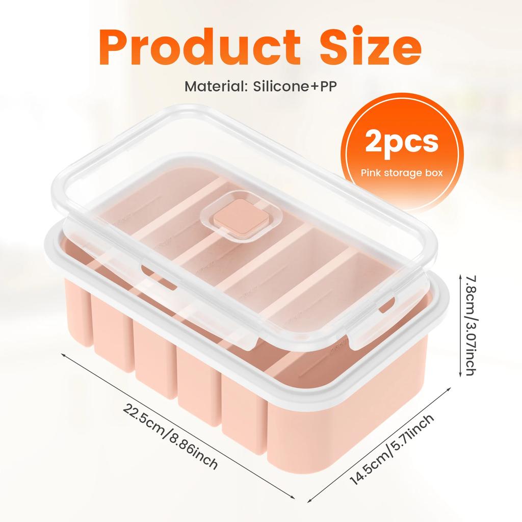 2Pcs Silicone Freezer Mold with Lid Reusable Stackable Soup Freezer Fresh-keeping Trays Container For Storing Food Meal Sauce