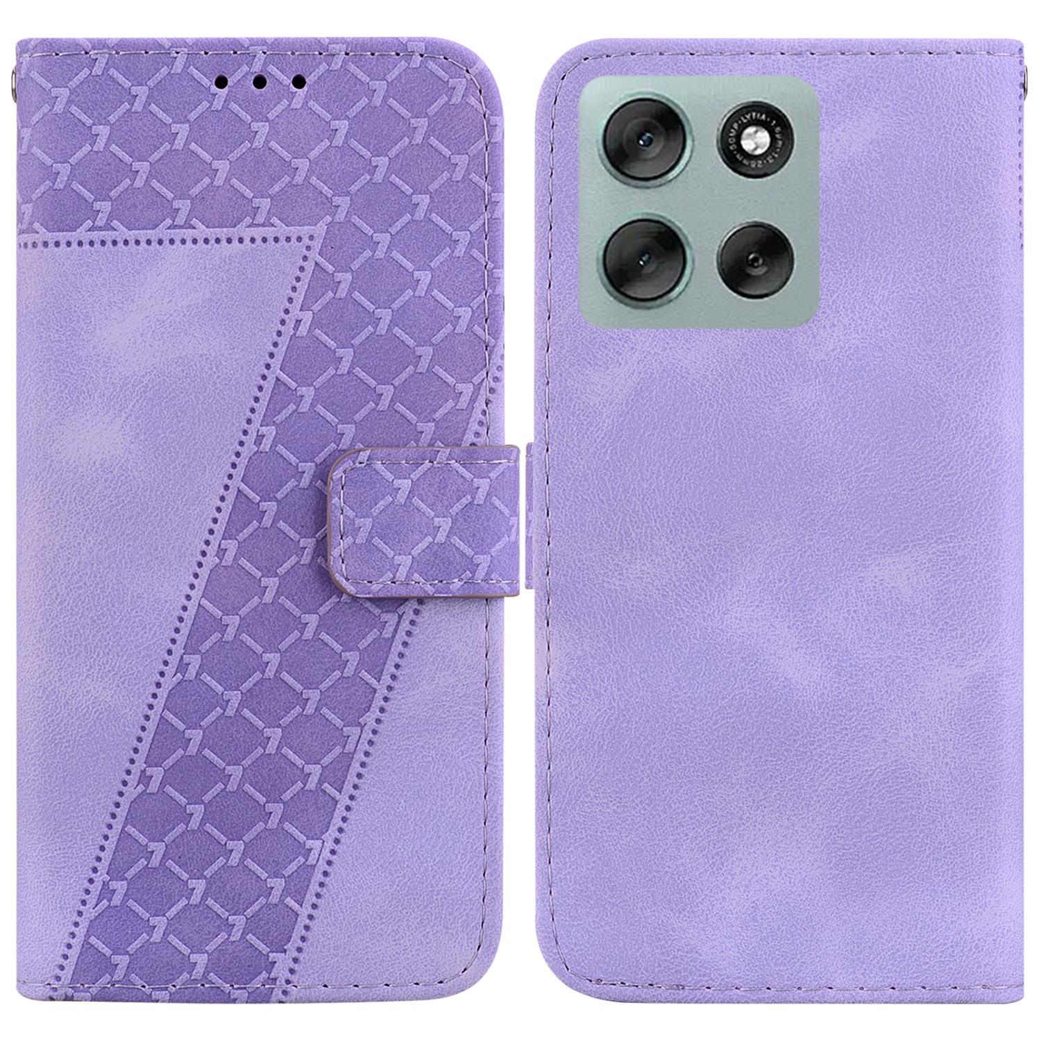 

Для Motorola Moto G56 5G Чохол-підставка Шкіряний чохол для телефону з тисненням у вигляді 7-подібного візерунка зі шнурком D