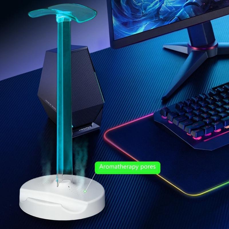 Multifunction Headset Display Stand Earphone Holder Dock with LED Light For Home Office Gaming Setup