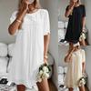 Vente Chaude, Robe d'Été Unie pour Dames Robe à Col Rond Manches Courtes Vêtements pour Femmes
