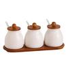 Ceramic Spice Jar Set Three-piece Solid Seasoning Storage Container Seasoning Jars & Bottles