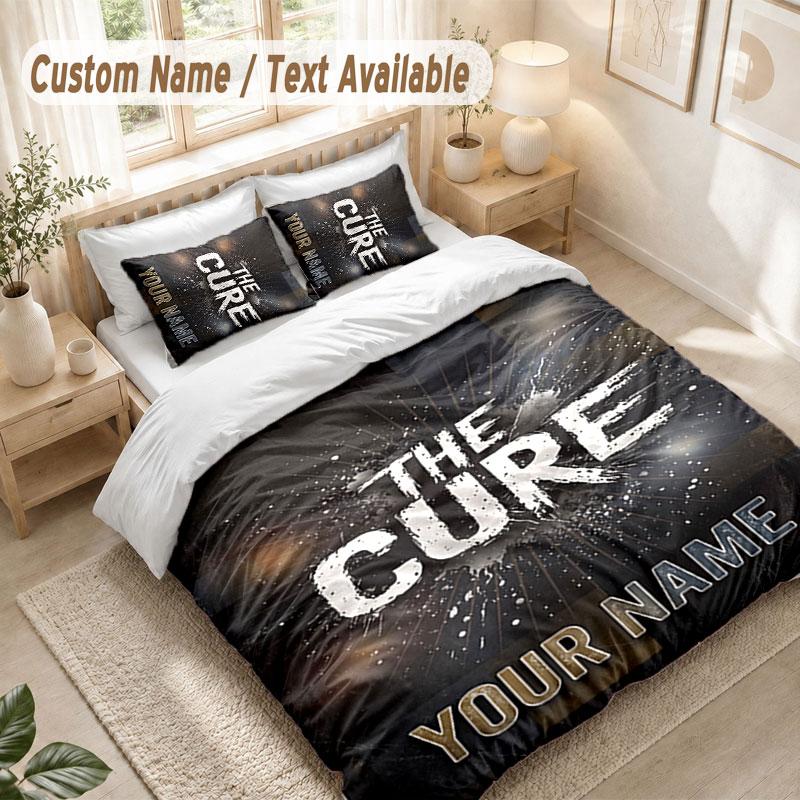 Custom Name Bedding Set 3 PiecesThe Cure Print Duvet Cover + 2 Pillowcases Soft Bed Decor