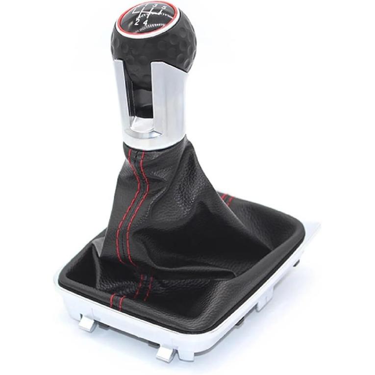 Leder 12mm 5 6-Gang Schalthebelknauf Schalthebelmanschette Stiefel Kompatibel Mit VW Passat B6 Golf 7 Mk7 GTI GTD 2013-2018 Autozubehör(6 Geschwindigkeit)