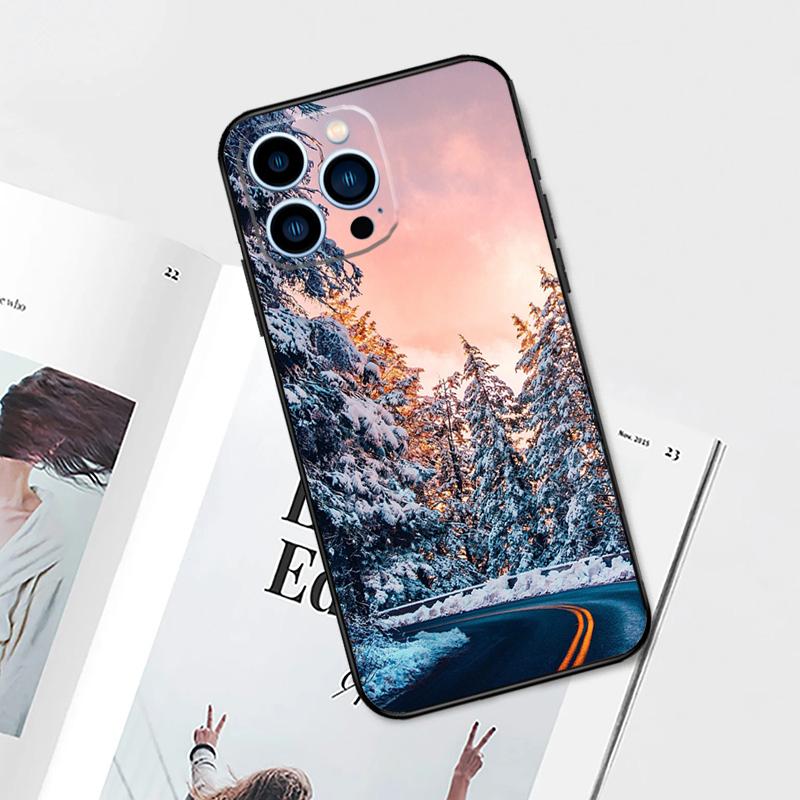 Landscape Winter Light Snow Case For iPhone 17 Pro Max 11 14 15 16 Pro Max 12 13 Mini 16 Plus 16e 17 Air Phone Cover