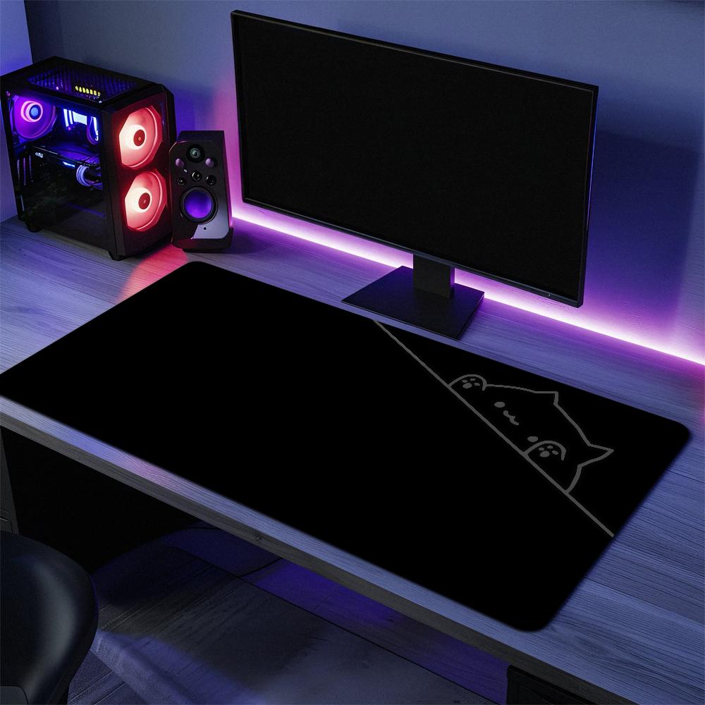 Bongo Cat with Paws In the Corner T Mouse Pad Large Desk Mat Keyboard Ergonomic Office Rubber PC Non-slip Anti-fray Home Custom