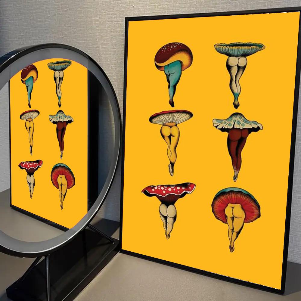 1pc Don't Forget Your Roots Art Cactus Sexy Mushroom Poster Self-adhesive Art Waterproof Paper Sticker Wall Decor