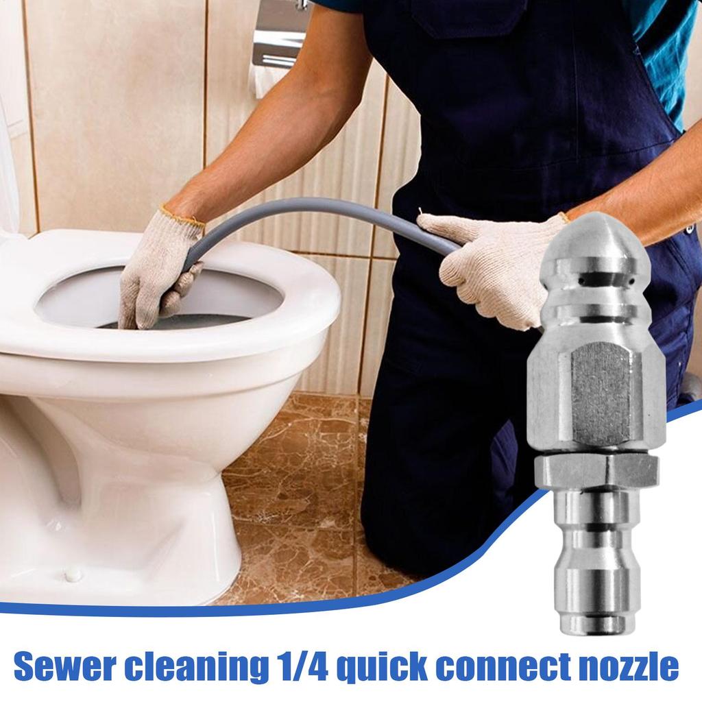 High Pressure Sewer Nozzle High Pressure Drain Jetter Hose Nozzle 1/4 Inch Stainless Steel Unclogging Pipe Tool For Residential