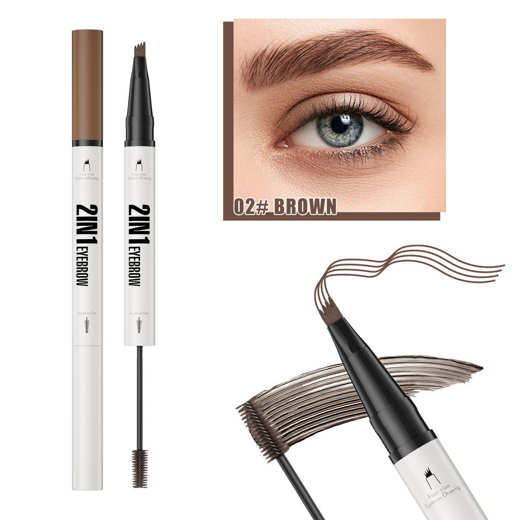 New Four-Pronged Eyebrow Pencil + Eyebrow Dye Cream Waterproof, Sweat-Proof And Non-Smudging 2-In-1 Liquid Eyebrow Pencil Eyebrow Dye Cream