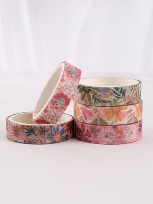 5 Rollen/Box Zerfetzte Blume Ästhetisches Washi Tape, Dekoband Farbiges Dekoband, Scrapbooking Zubehör Washi Tape