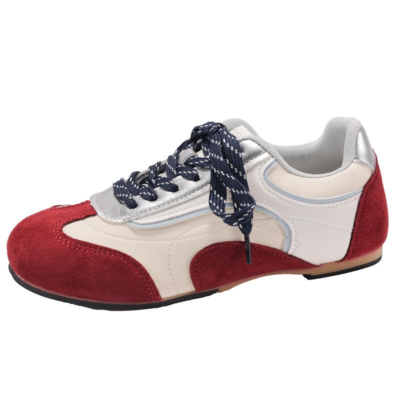 Red retro inner height-increasing flat-soled Agande training shoes women's summer 2025 new versatile soft-soled sports and leisure board shoes