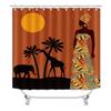 Fashion African Woman Shower Curtain Set With Rugs Afro Girl Egyptian Lady Fabric Shower Curtain Liner Non-Slip Carpet