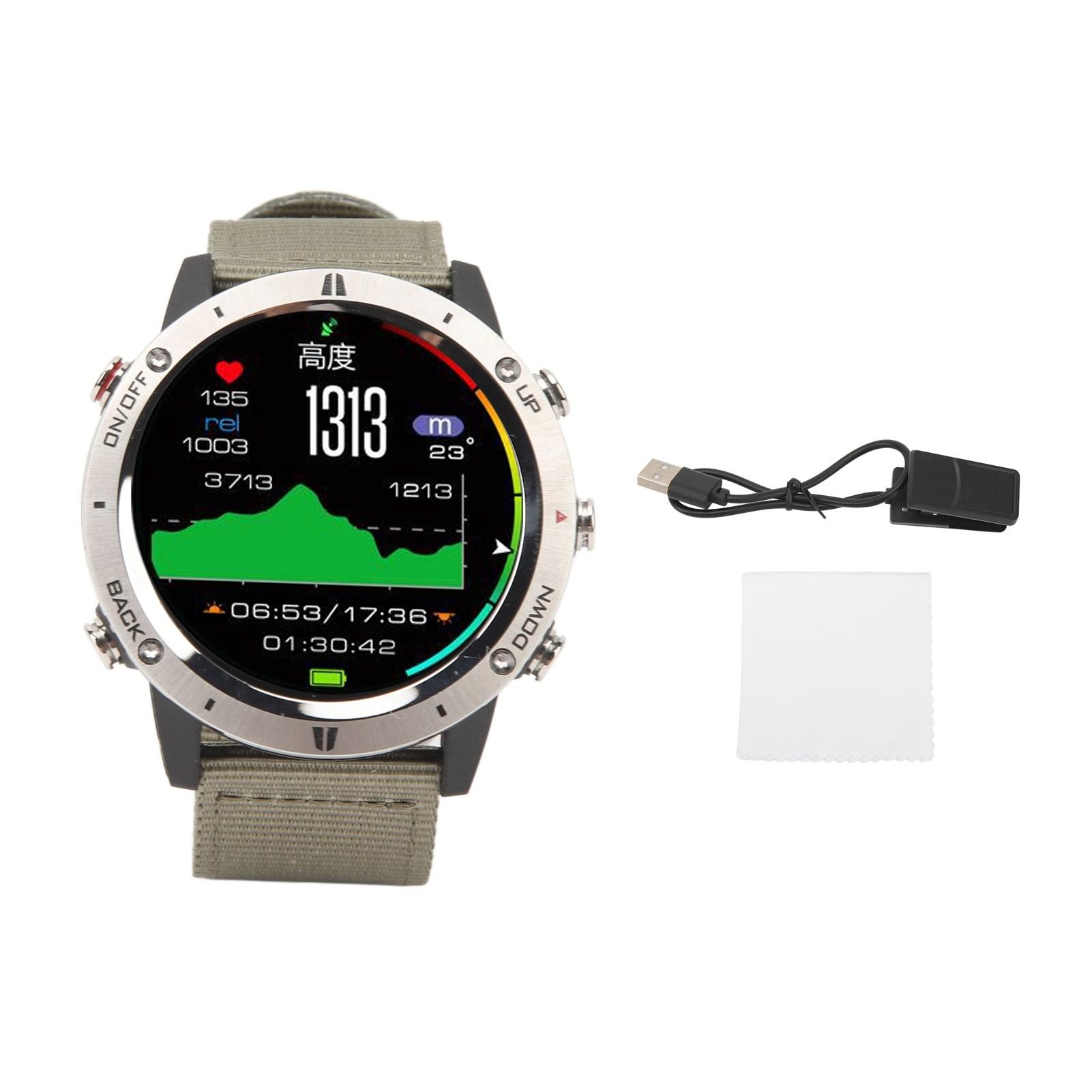 

Смарт-годинник для чоловіків Bluetooth 4.0 Водонепроникний 50M 1,28-дюймовий IPS TFT Full Touch Screen Цифровий спортивний годинник для фітнесу Army Green