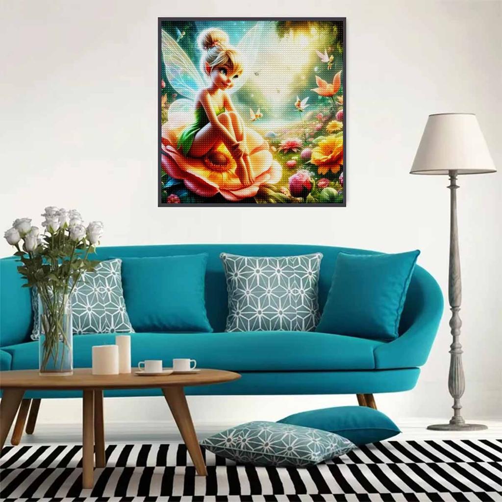 5D DIY Diamond Painting Decorative Flower Fairy Flowers Looks Back Full Round Drill Scenery Diamond Embroidery Cross Stitch Kits Home Decor Gift