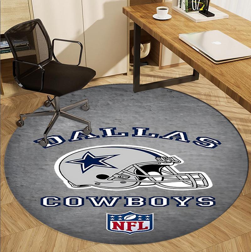 Dallas Cowboys Pattern Round Rug, Indoor/Outdoor Mat, for Picnic, Gameroom, Bedroom, Office, Living Room, Home Decor Carpet, Birthday Gift