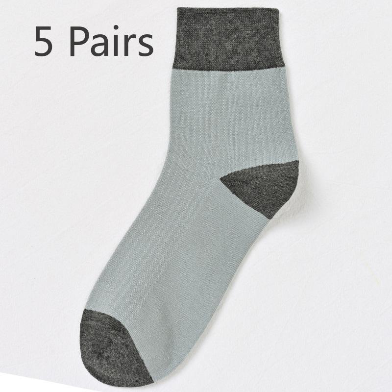 

5 пар мужских весенних носков из чистого хлопка контрастного цвета, впитывающих пот, дышащих, тонких, сетчатых носков 5 Pairs синий