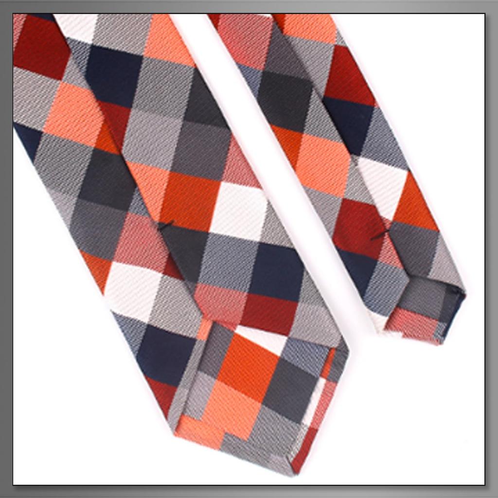 [Buzz Selection] Men's Checkered Necktie, BusinessCasual Style, Washable, Polyester, AC420 (Red)