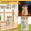 Three Sisters Resin Figurine with LED Light and Remote Control Decorative Sculpture for Home Display Side by Side Connected by Heart