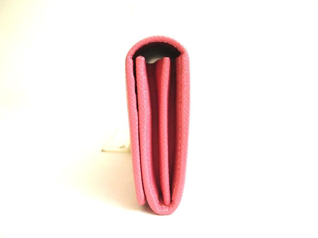Originální BVLGARI Růžová Kůže Logo Klip Zlatý H/W Klopa Dlouhá Peněženka #a769 Repasovaná