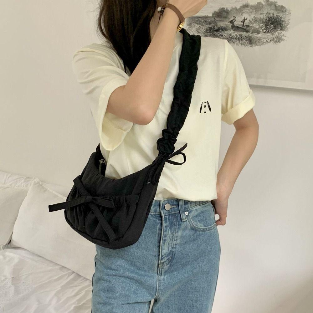 

Korean Style Pleated Hand Bag Bow Fashion Underarm Bag Casual INS Shoulder Bag Outdoor синій