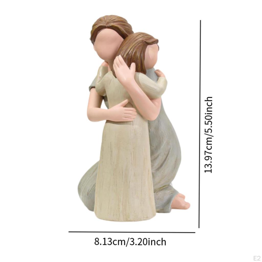 Mom and Daughter Statue Figure Sculpture Art Crafts Creative Tabletop Ornament Decorative Figurine
