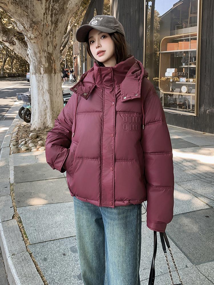 Leave-in PU leather labeling short down cotton clothes women's season new bread clothes small warm jacket