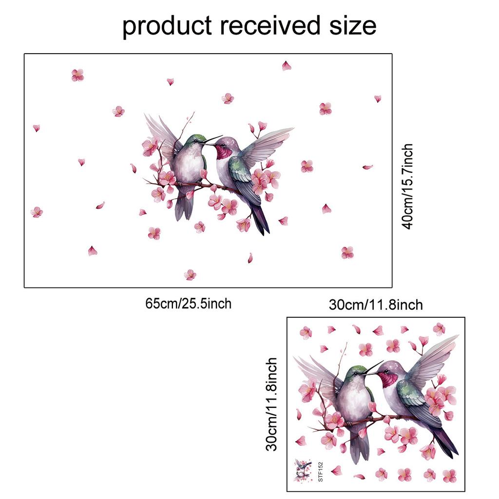 Chinese Style Magpie On Peach Blossom Branch Wall Stickers, Love Birds Painting Decor for Living Room Sofa Bedroom Wall Decoration