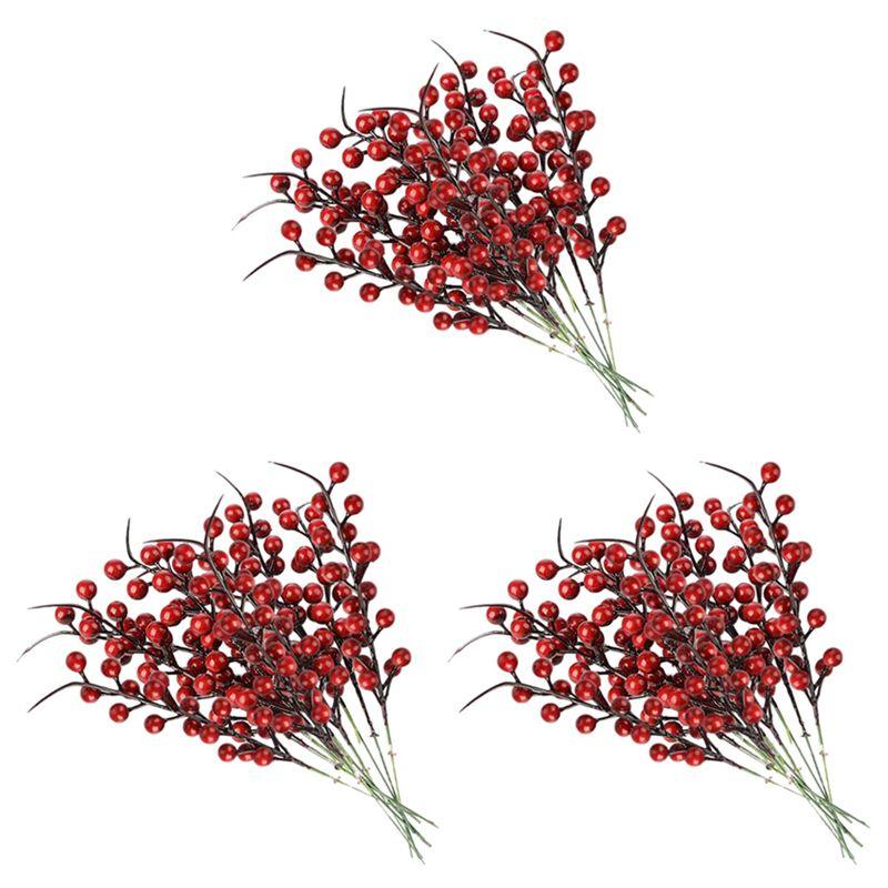 

60PCS Artificial Red Berries Fake Flowers Fruits Berry Stems Crafts Floral Bouquet For Wedding Christmas Tree Decoration-B61B червоний